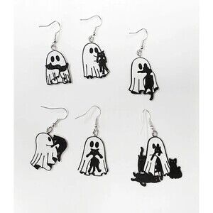 Ghost cat Halloween Earrings set of 6